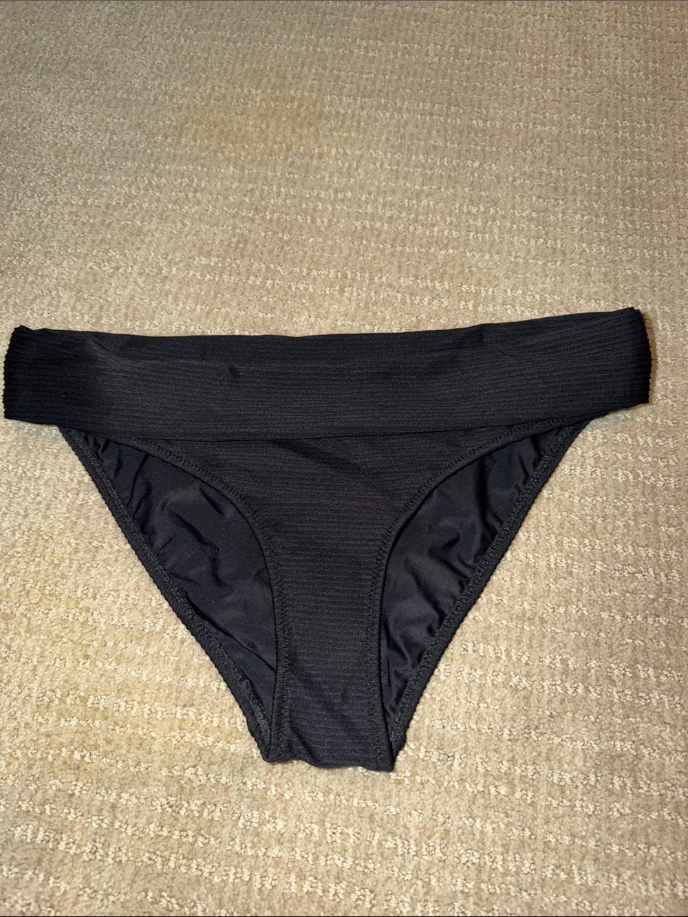 Heidi Klein Women's Black Bikini Bottom - Fold-Over Waist Swim Brief